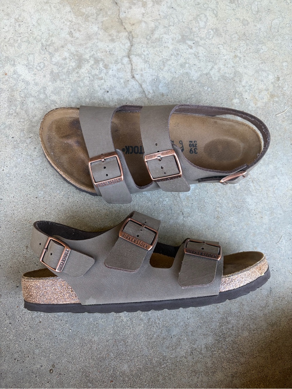 39 Birkenstock Milano Mocha with back buckle strap W8 M6